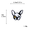 Französische Bulldogge Stickaufnäher mit goldenem Blitz und Maßen 6x6.4cm für Kleidung - Schwarz-weißer Frenchie Stil (10708)