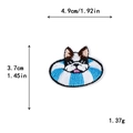 French Bulldog embroidery patch with blue swim ring for DIY clothing decoration - Frenchie with Swim Ring Style (10716)
