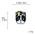 Boston Terrier dog embroidery patch with striped hat and white stitched border 6cm - Frenchie with Hat Style (10712)