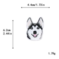 Husky dog embroidered patch for DIY clothing, 4.4x6.2cm grey and black sewing appliqué - Husky Head Style (10714)