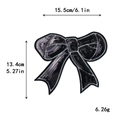 Black sequin bow patch with silver embroidery and dimensions for clothing DIY - Black Bow (10277)