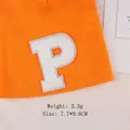 Orange chenille alphabet P letter patch for DIY bags and beanies 7.7x9.6cm - Letter P Large White Display (GZ-4380)