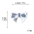 White sequin bow embroidery patch measuring 4.5cm by 3.2cm for DIY clothing decor - White