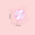 Roze en witte geborduurde klavertje vier patch voor DIY kleding, 4,5x3,5 cm - Roze Wit Klavertje
