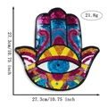 Makroansicht der großen Hamsa-Hand Pailletten-Stickerei mit Maßen 27,3cm x 27,3cm - Stil 2 (5212397365901)