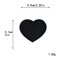 Black heart-shaped embroidered patch for clothing decoration and DIY repair projects - L / Black
