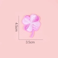 Pink four-leaf clover embroidery patch for DIY decoration, size 4.5cm by 3.5cm - Gradient Pink Clover