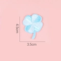 Light blue embroidered four-leaf clover DIY patch with detailed size markings - Four-leaf Clover 7