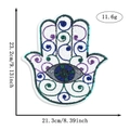 Detailed close-up of Hamsa hand sequin embroidery patch with evil eye design and dimensions - Style 8 (5212397365907)