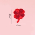 Red four-leaf clover embroidered DIY patch for clothes and bags, size 4.5cm x 3.5cm - Dark Red Clover