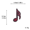 Red sequin musical note embroidery patch with dimensions 4.8cm width and 8.3cm height - Red Long Music Note Style (GZ-5316)