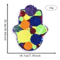 Detail view of large Hamsa hand sequin patch with dimensions 25.5cm by 19.7cm - Style 11 (5212397365910)