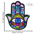 Detailed view of Hamsa Hand sequin patch with evil eye design, 23x20cm DIY decor - Style 13 (5212397365912)