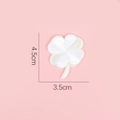 White embroidered four-leaf clover patch for DIY clothing decor, 4.5cm x 3.5cm size - Gray And White Clover