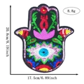 Detailed view of Hamsa hand sequin patch with dimensions and colorful embroidery - Style 15 (5212397365914)