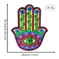 Detailed size view of Hamsa Hand sequin patch with dimensions 20.5cm by 16cm - Style 14 (5212397365913)