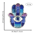 Detailed view of Hamsa Hand sequin patch with dimensions 24.5cm x 18.8cm for DIY decor - Style 16 (5212397365915)