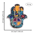 Detailed size map of Hamsa Hand sequin embroidery patch measuring 22.5cm by 19.2cm - Style 17 (5212397365916)