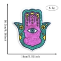 Detail of Hamsa Hand sequin patch showing intricate beadwork and precise dimensions - Style 20 (5212397365919)
