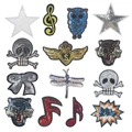 Sparkling sequin embroidery patches set featuring skull, heart and music note designs - Main Images (14 Images) * Irregular