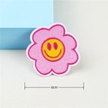 Patch brodé tournesol rose avec smiley jaune pour décoration DIY taille 6cm - Style de Fleur Souriante Pétales Rose Foncé Centre Jaune(GZ-5705)