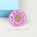 Écusson rond rose brodé tournesol avec smiley jaune et texte Be Kind, diamètre 6cm - Style Rond Rose Be Kind To Your Mind(GZ-5707)