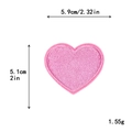 Pink heart embroidered iron-on patch measuring 5.9cm by 5.1cm for DIY clothing - L / Pink