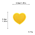 Vibrant yellow heart-shaped embroidered patch measuring 3.8cm for DIY clothing decor - S / Yellow