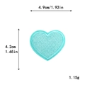 Mint green heart embroidered patch with dimensions 4.9x4.2cm for clothing DIY decor - M / Blue