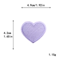 Light purple heart embroidered patch with dimensions 4.9cm by 4.2cm for DIY sewing - M / Purple
