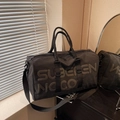 Black large capacity travel bag featuring Suberen NC CO embossed logo and woven handles - Black