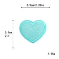 Light blue heart shaped embroidered patch with detailed stitching and size markings - L / Blue