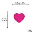 Pink heart embroidered iron-on patch for clothing DIY decoration with size measurements - Mini / Rose Red