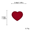 Red heart embroidered patch for DIY clothing, size 3.8x3.4cm with detailed edge stitching - S / Burgundy