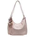 Bolso hobo rosa en forma de media luna de piel sintética con colgante de peluche - Rosa (Con Colgante de Duende del Hollín)