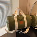 Sac de voyage en toile vert olive avec bandoulières rayées pour sport et loisirs - Vert