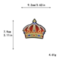 Toppa ricamata a corona dorata con dettagli rossi e blu per decorazione di vestiti - Stile Corona Dettaglio Gemma Oro Rosso Blu (GZ2002)