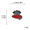 Toppa ricamata corona dorata e labbra rosse per vestiti, misura 6,3 cm x 5,7 cm - Stile Marchio 2655 Labbro Rosso Corona (GZ1047)