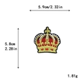 Embroidered gold crown patch for clothing featuring red jewel detail and 5.9cm size - Exquisite Crown Style (GZ2006)