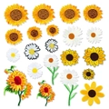 Set geborduurde zonnebloem- en madeliefjespatches voor DIY-decoratie van kleding en tassen - Complete Set (21 stuks)