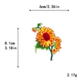 Zonnebloem geborduurde patch met afmetingen voor doe-het-zelf kledingdecoratie - Zonnebloem met Bladeren Stijl (10985)