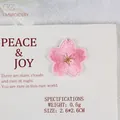 Pink cherry blossom embroidered patch with gold stamen, size 2.6x2.6cm for DIY apparel - Pink (GZ-4479)