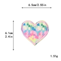 Rainbow glitter heart embroidery patch with pink border and size measurements - Multicolor Glitter (11540)