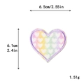 Rainbow glitter heart embroidery patch with purple border and dimension measurements - Gradient Rainbow Glitter (11535)