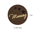 Embroidered Morning patch with stars for DIY decoration of hats and jackets 6.6cm - Brown