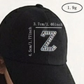 Λαμπερό επίρραμμα γράμμα Z με στρας σε μαύρο καπέλο με διαστάσεις 3,7x4,5 εκατοστά - Γράμμα Z (Μαύρο Στρας)