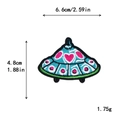 Cute cartoon UFO astronaut patch with heart embroidery, size 6.6x4.8cm for DIY decor - Cyan And Pink UFO With Heart (10915)
