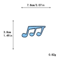 Light blue musical note embroidered patch with black borders measuring 7.8cm in length - Light Blue Note Style (GZ-2713)