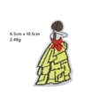Modischer Pailletten-Sticker Sonnenblumenmädchen, 6.5x10.5cm DIY Stickerei-Applikation - Gelbes Kleid Mädchen (GZ-2570)
