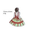 Toppa ricamata ragazza con paillettes rosse per decoro abiti fai da te 7,5x9,3cm - Ragazza in abito di paillettes verde (GZ-2575)